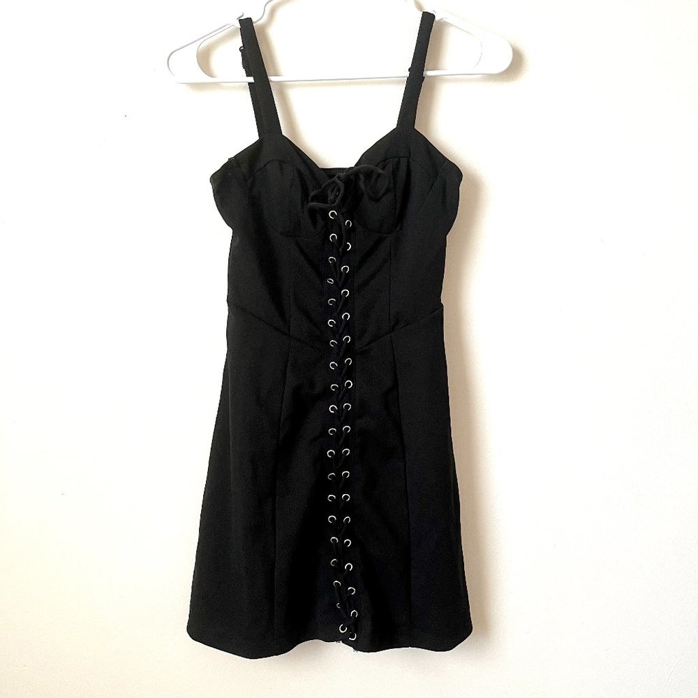 Black Lace Up Dress